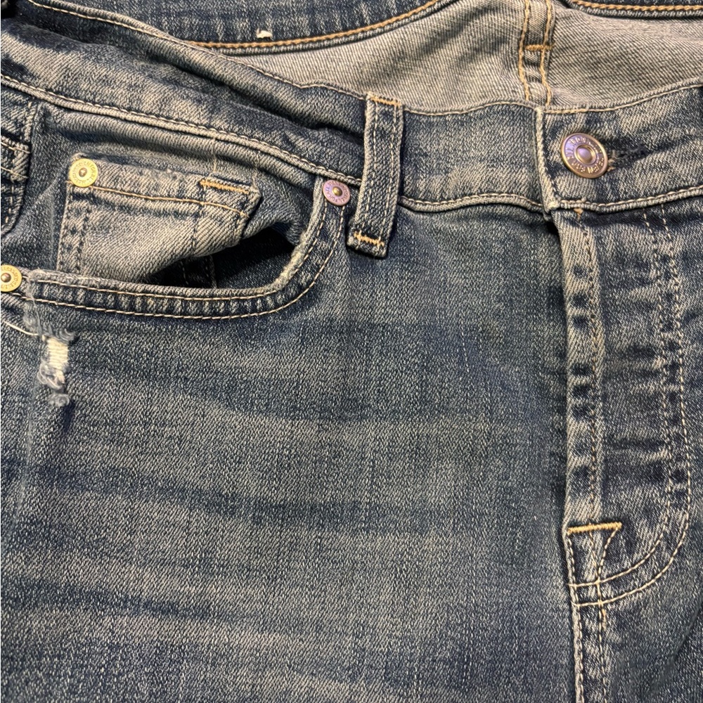 7 for all Mankind Women’s Blue Embroidered Skinny Jeans Size 27 - Picture 2 of 10